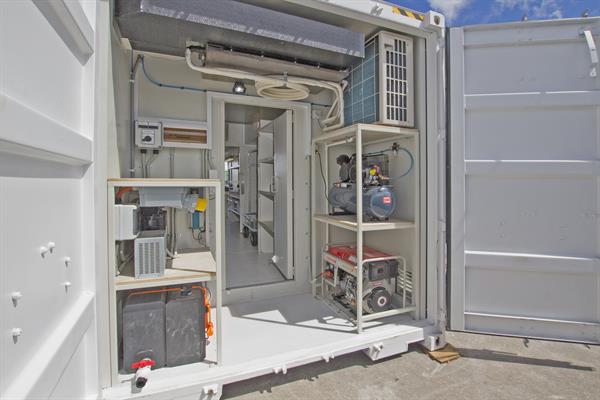 a container with a door open